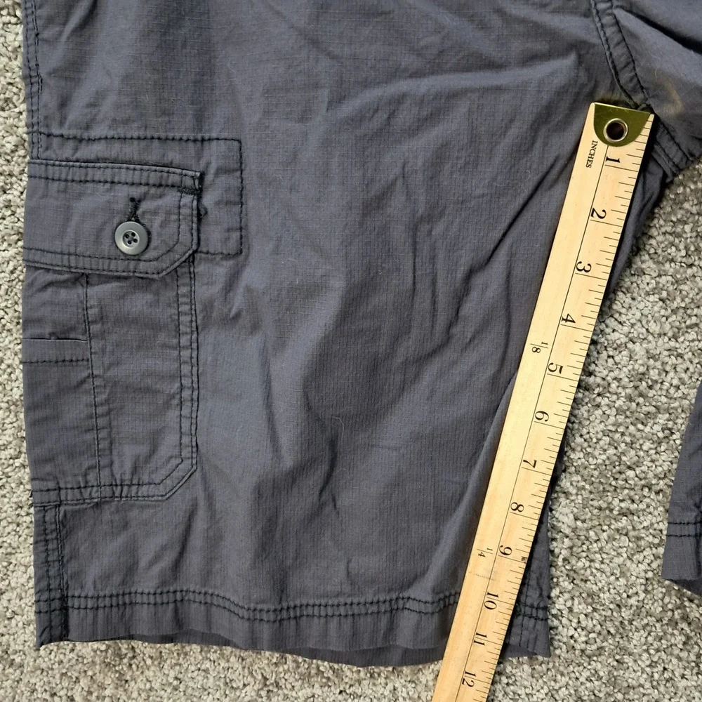 WearFirst Mens Cargo Shorts 34 Charcoal Gray Ripstop Belted Stretch Cotton 7044